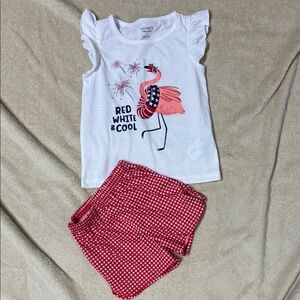 Carter's Flamingo Pajama Set in Red and White